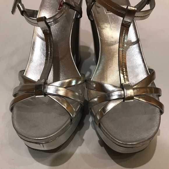 Authentic Silver Prada wedges - Picture 6 of 8